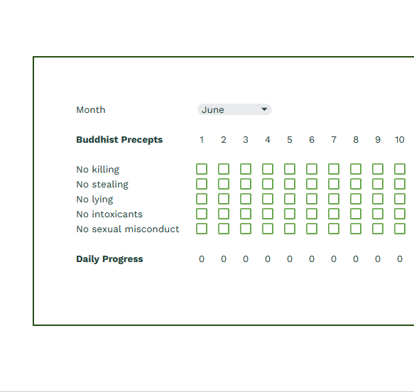 Buddhist Precepts Tracker | Minimalist Habit Trackers