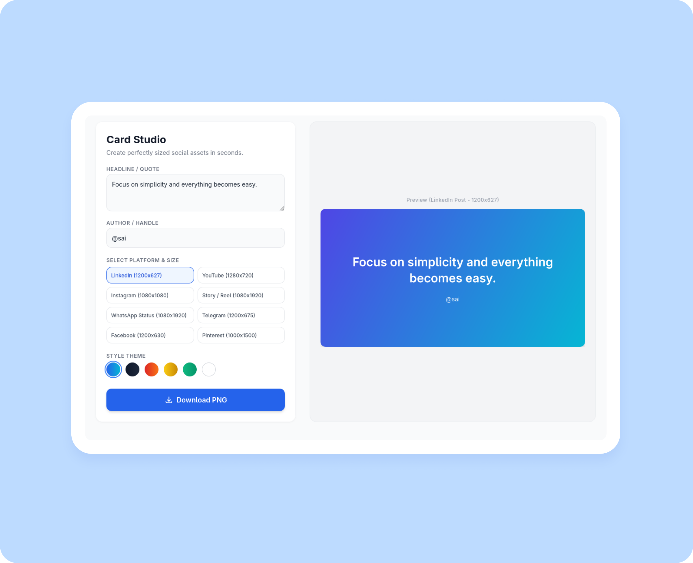 Card Studio - Instant Social Media Design tool